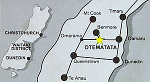 Map showing the location of the Otematata Lakes Hotel.